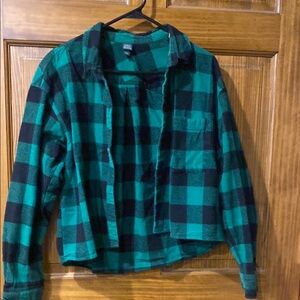 Wild Fable Green and Black Plaid Button Down Shirt